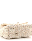 Tweed Quilted Mini Rectangular Flap Off White