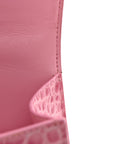 Shiny Calfskin Crocodile Embossed Hourglass Top Handle Bag XS Sweet Pink