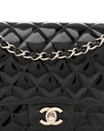 Patent Quilted Medium Double Flap Black