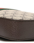 GG Supreme Monogram Textured Dollar Calfskin Web Ophidia Wristlet Shoulder Bag Beige Ebony New Acero