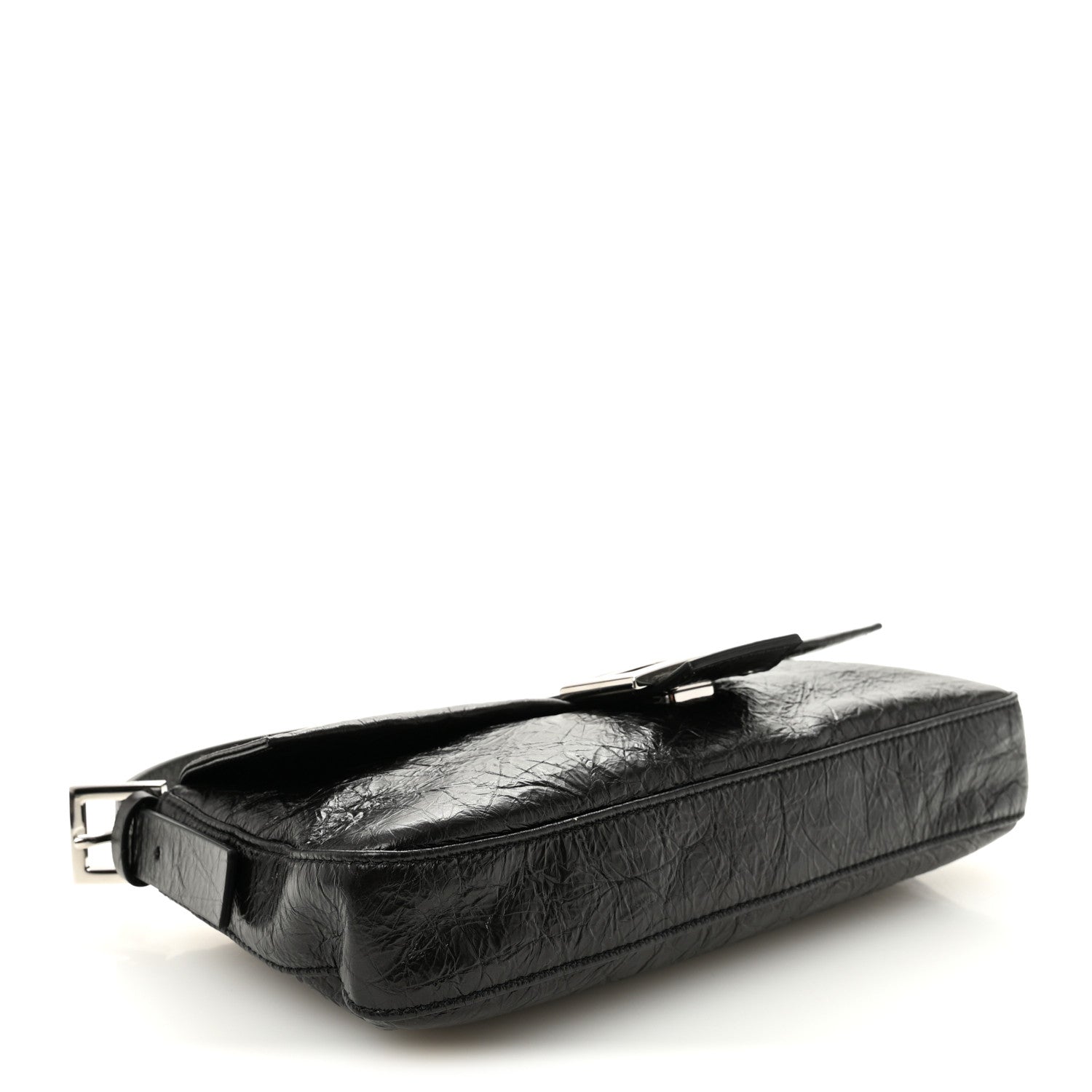 Crackled Calfskin Baguette 26424 Black