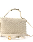 Nappa Intrecciato Knot Lock Top Handle Crossbody Bag Sea Salt