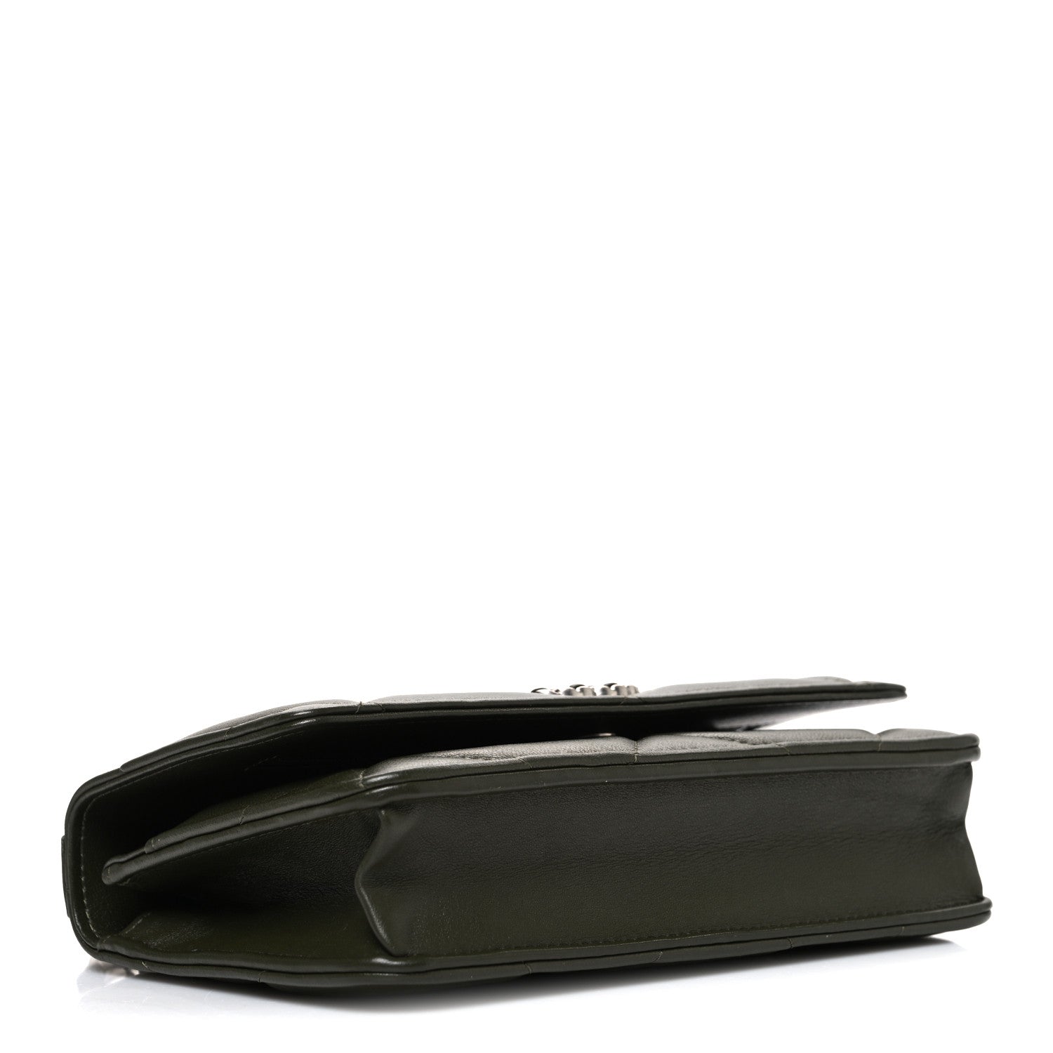Lambskin Quilted CHNL 19 Wallet On Chain WOC Dark Green