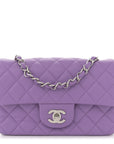 Lambskin Quilted Mini Rectangular Flap Purple