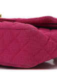 Tweed Quilted Medium Double Flap Fuchsia