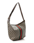 GG Supreme Monogram Web Ophidia Half Moon Hobo Brown