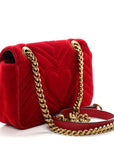 Velvet Matelasse Mini GG Marmont Shoulder Bag Hibiscus Red