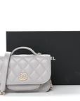 Caviar Quilted Mini Business Affinity Flap Grey
