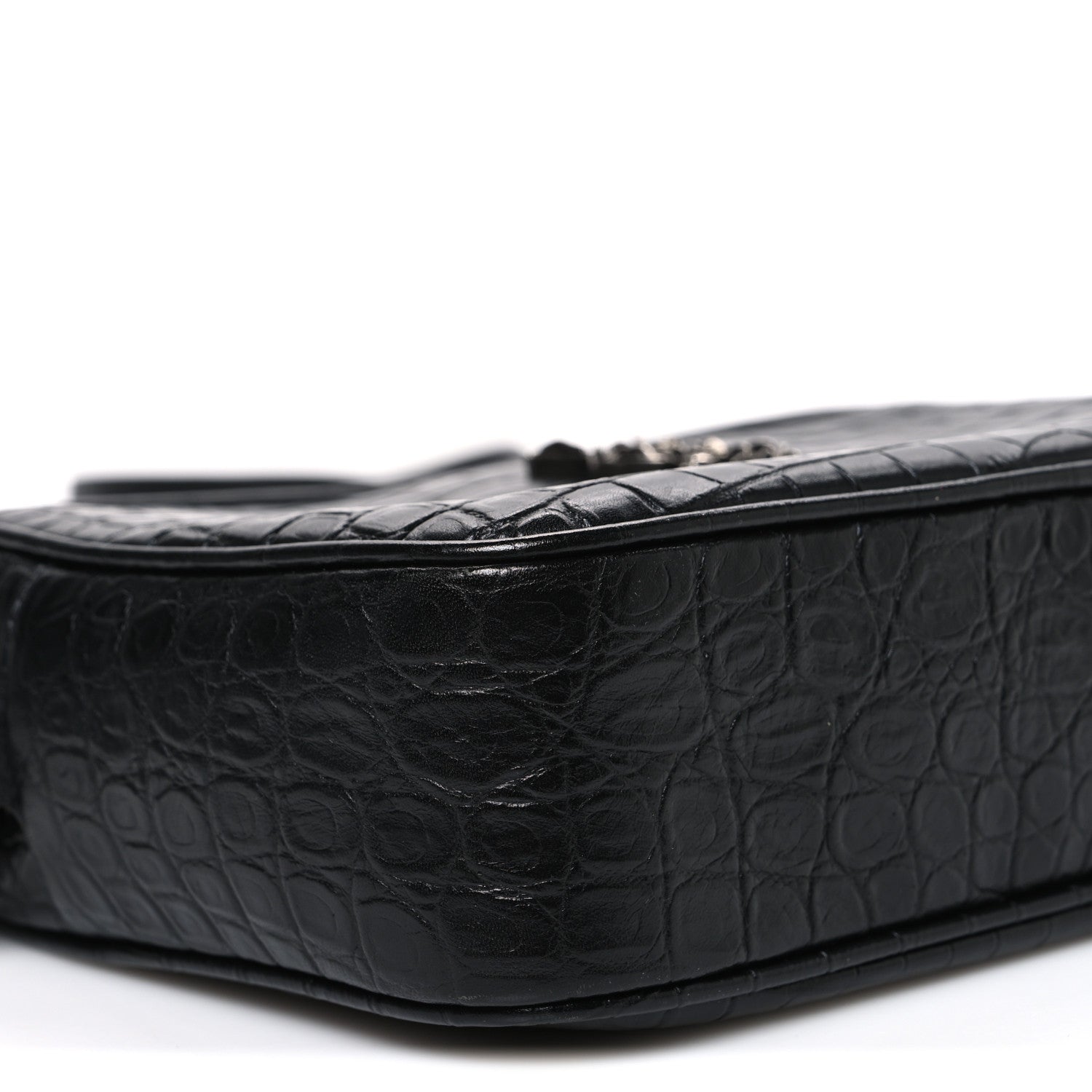 Calfskin Crocodile Embossed Monogram Lou Camera Bag Black