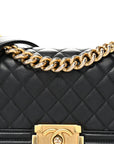 Lambskin Quilted Small Boy Flap Black