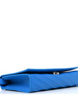 Grained Calfskin Embossed Car Flap Bag Petroleum Blue