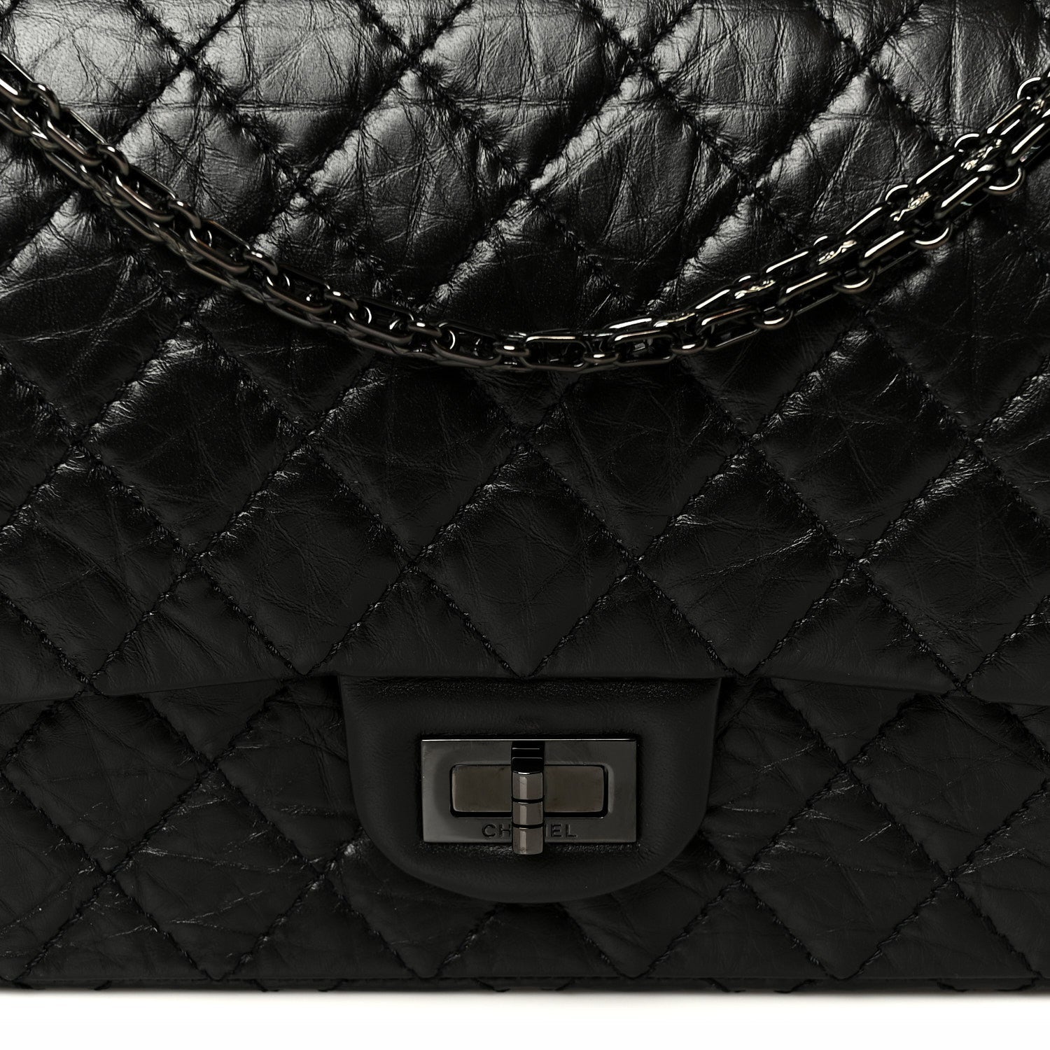 Aged Calfskin Quilted 2.55 Reissue 225 Flap So Black