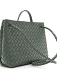 Nappa Intrecciato Medium Andiamo Shoulder Bag Aloe