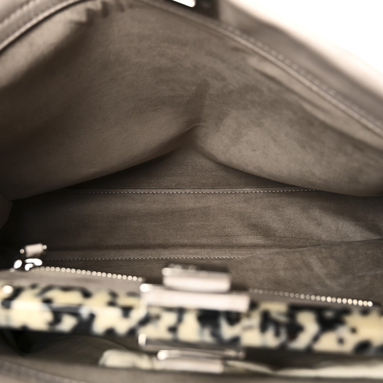 Vitello Seta Plexiglass Granite Large Peekaboo Iconic Satchel Polvere