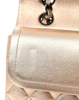 Metallic Lambskin Quilted Medium Double Flap Gold Black