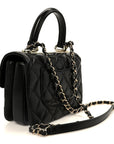 Lambskin Quilted Small Trendy CC Dual Handle Flap Bag Black