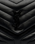 Calfskin Y Quilted Monogram Monochrome Medium Loulou Chain Satchel Black