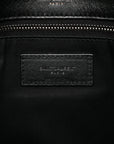 Crinkled Calfskin Monogram Medium Niki Chain Satchel Black