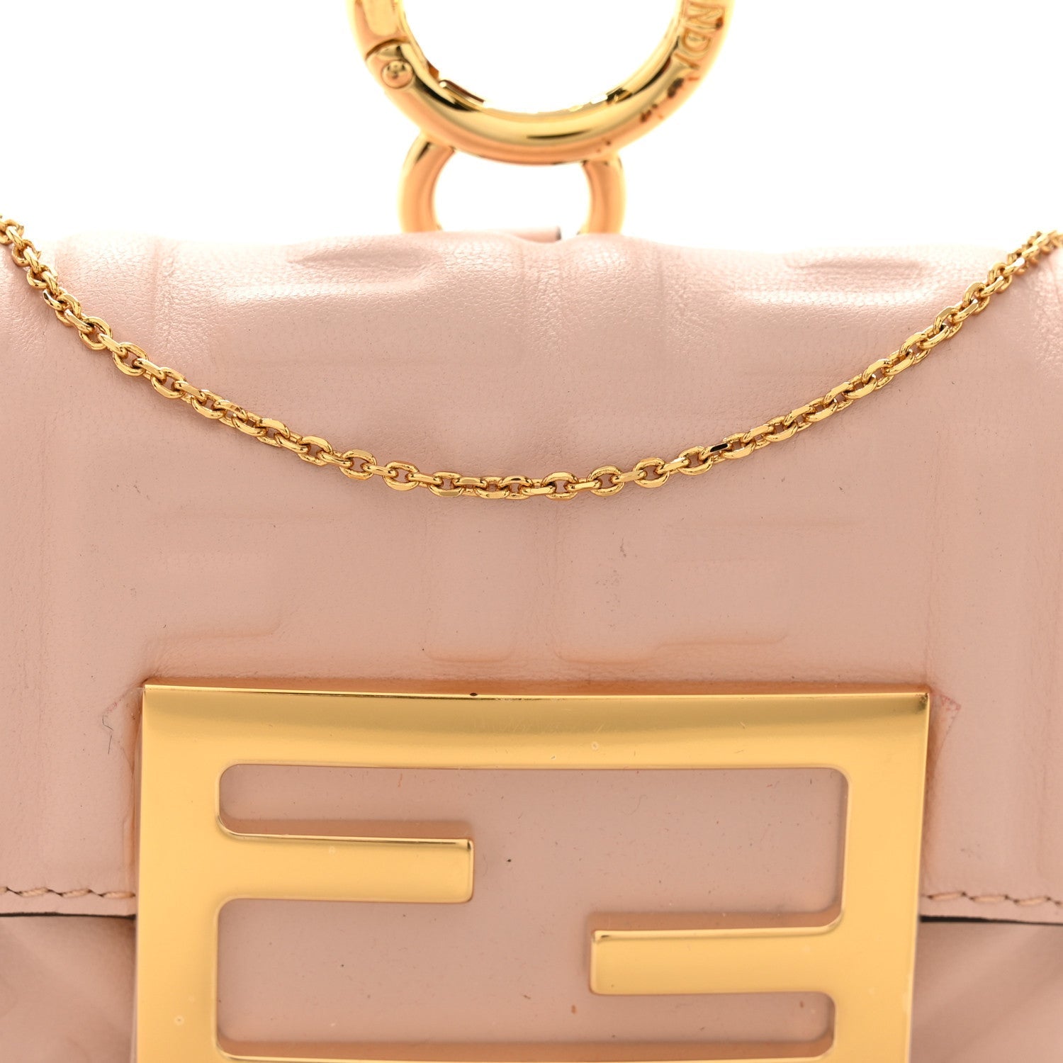Nappa Matisse FF Embossed Nano Baguette Charm Rosa Quarzo