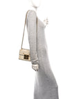 Grained Calfskin Bee Star Small Padlock Shoulder Bag White