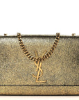 Metallic Calfskin Small Classic Monogram Kate Tassel Satchel Gold