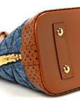 Denim Calfskin Reverse Monogram Malletage Alma BB Blue