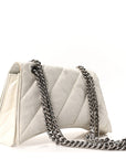 Crushed Calfskin Quilted Small Crush Chain Bag Optic White