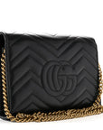 Calfskin Matelasse GG Marmont Chain Wallet Black