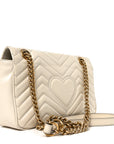 Calfskin Matelasse Small GG Marmont Shoulder Bag White