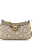 GG Supreme Monogram Textured Dollar Calfskin Web Mini Ophidia GG Handbag Beige Mystic White Oatmeal