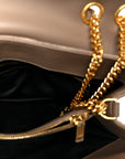 Suede Y Quilted Monogram Medium Loulou Chain Satchel Taupe