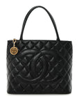 Caviar Quilted Medallion Tote Black