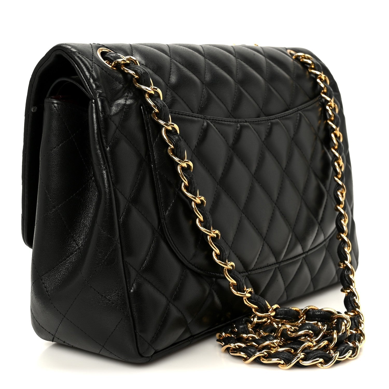 Lambskin Quilted Jumbo Double Flap Black