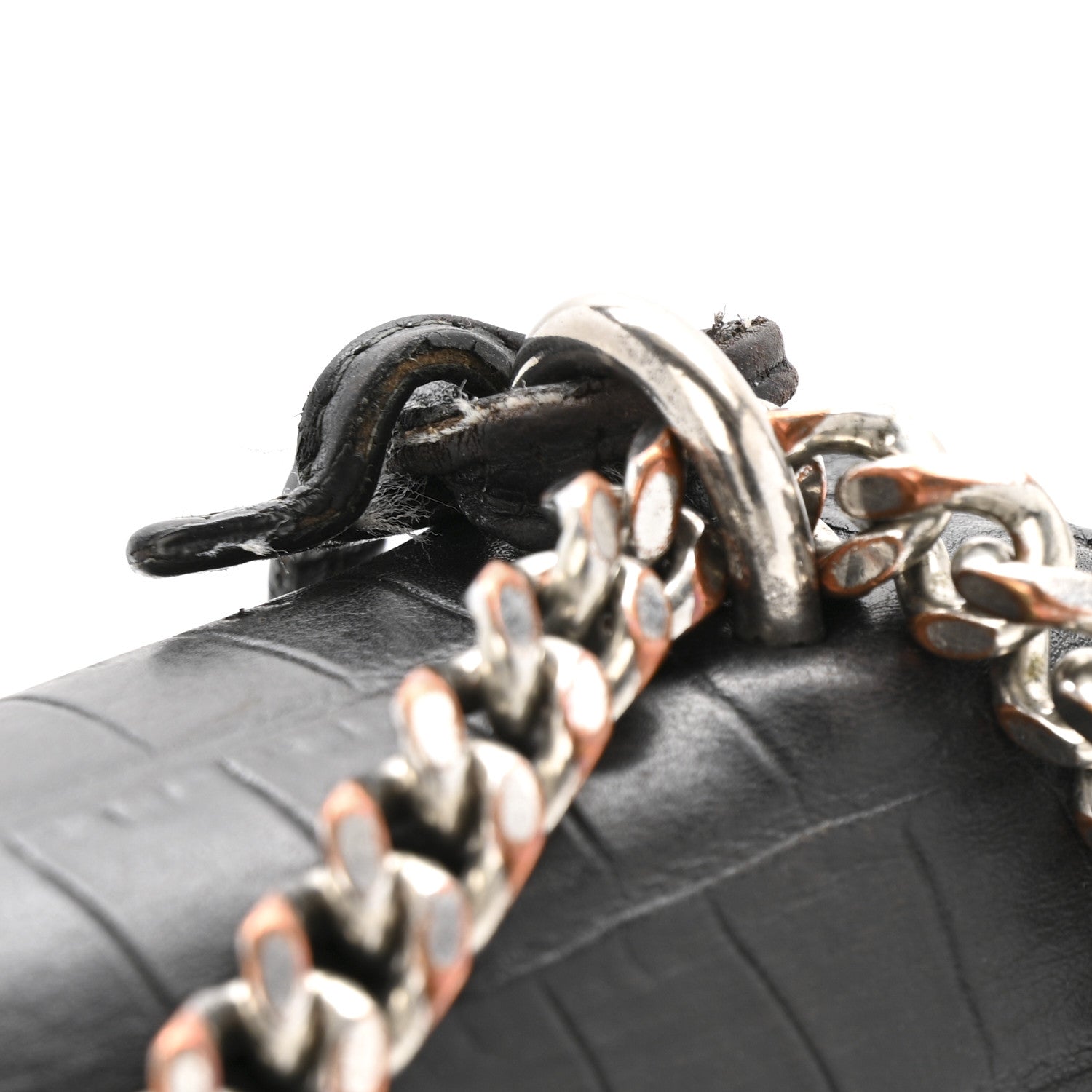 Calfskin Crocodile Embossed Medium Monogram Sunset Black