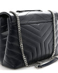 Calfskin Y Quilted Monogram Medium Loulou Chain Satchel Deep Marine