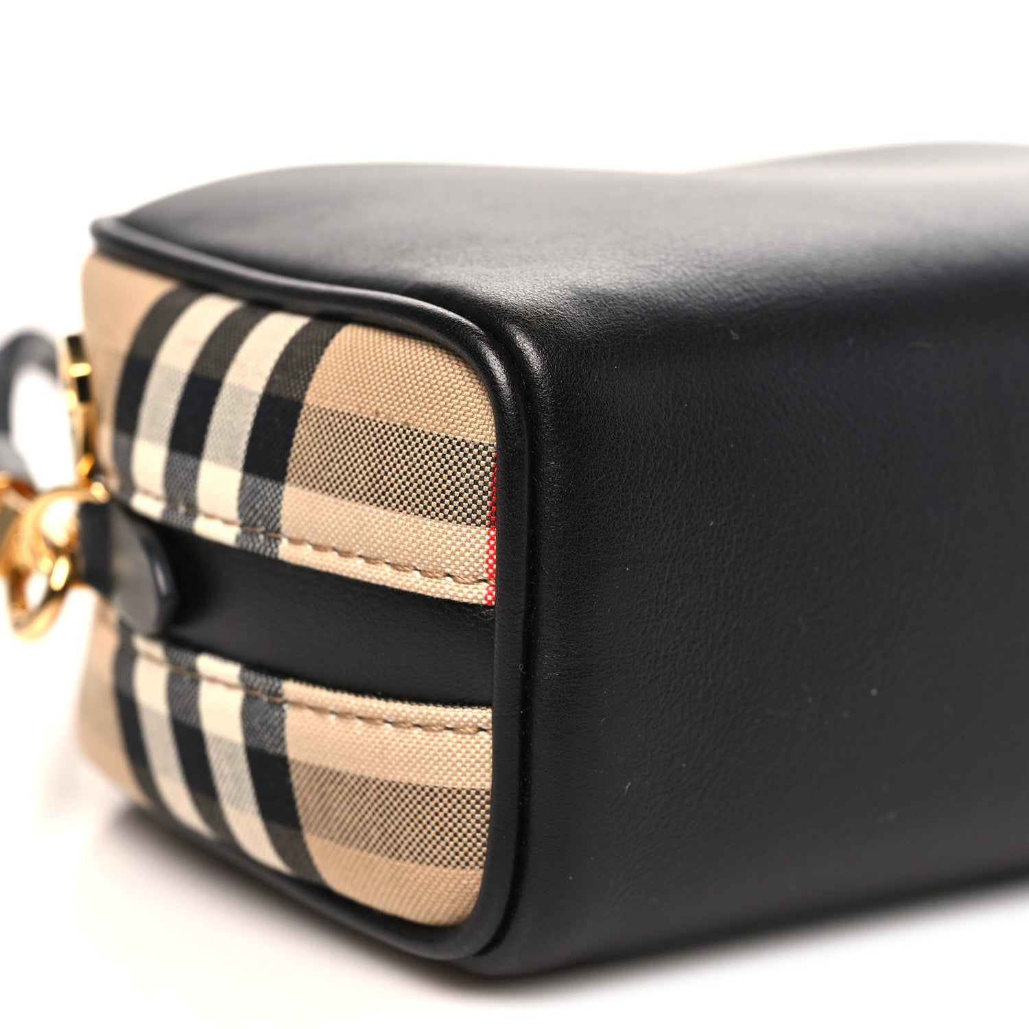 Calfskin Vintage Check Half Cube Crossbody Bag Black