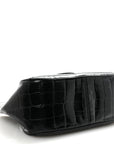 Calfskin Crocodile Embossed Small Greca Goddess Shoulder Bag