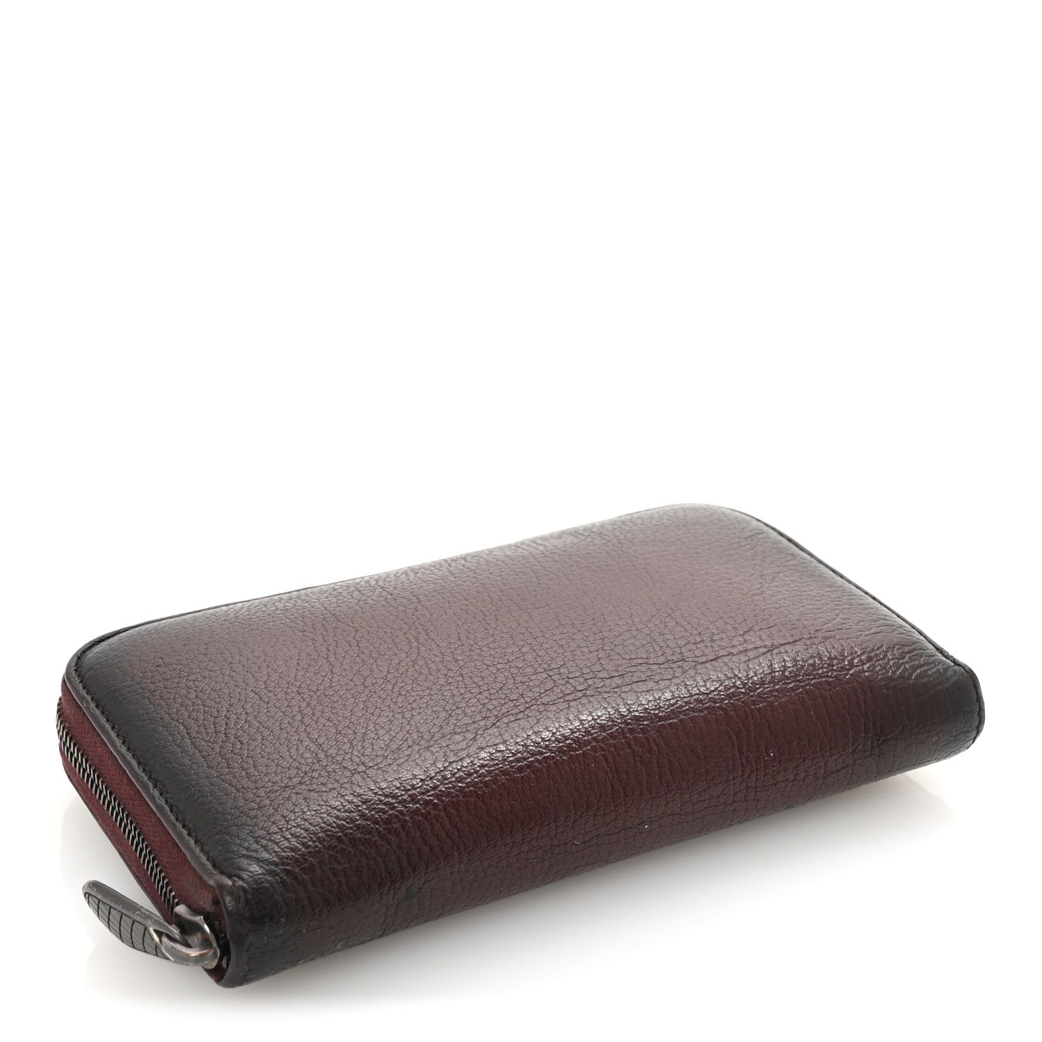Grained Calfskin Zip Around Wallet Burgundy Black