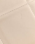 Lambskin Quilted CHNL 19 Round Clutch With Chain White