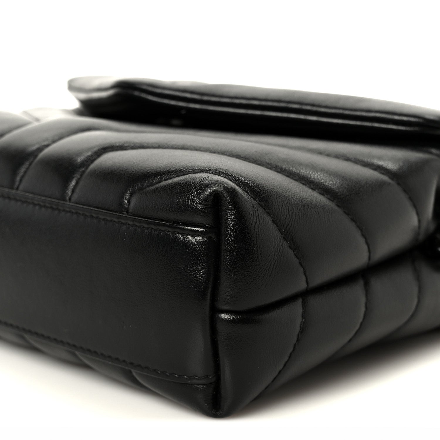 Calfskin Y Quilted Monogram Monochrome Toy Loulou Crossbody Bag Black