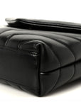 Calfskin Y Quilted Monogram Monochrome Toy Loulou Crossbody Bag Black