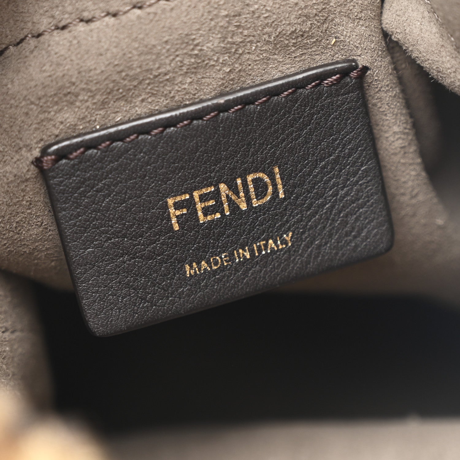 Shearling Vitello Dolce F is FNDI Macro FF 1974 Mini Mon Tresor Bucket Bag Tobacco Black