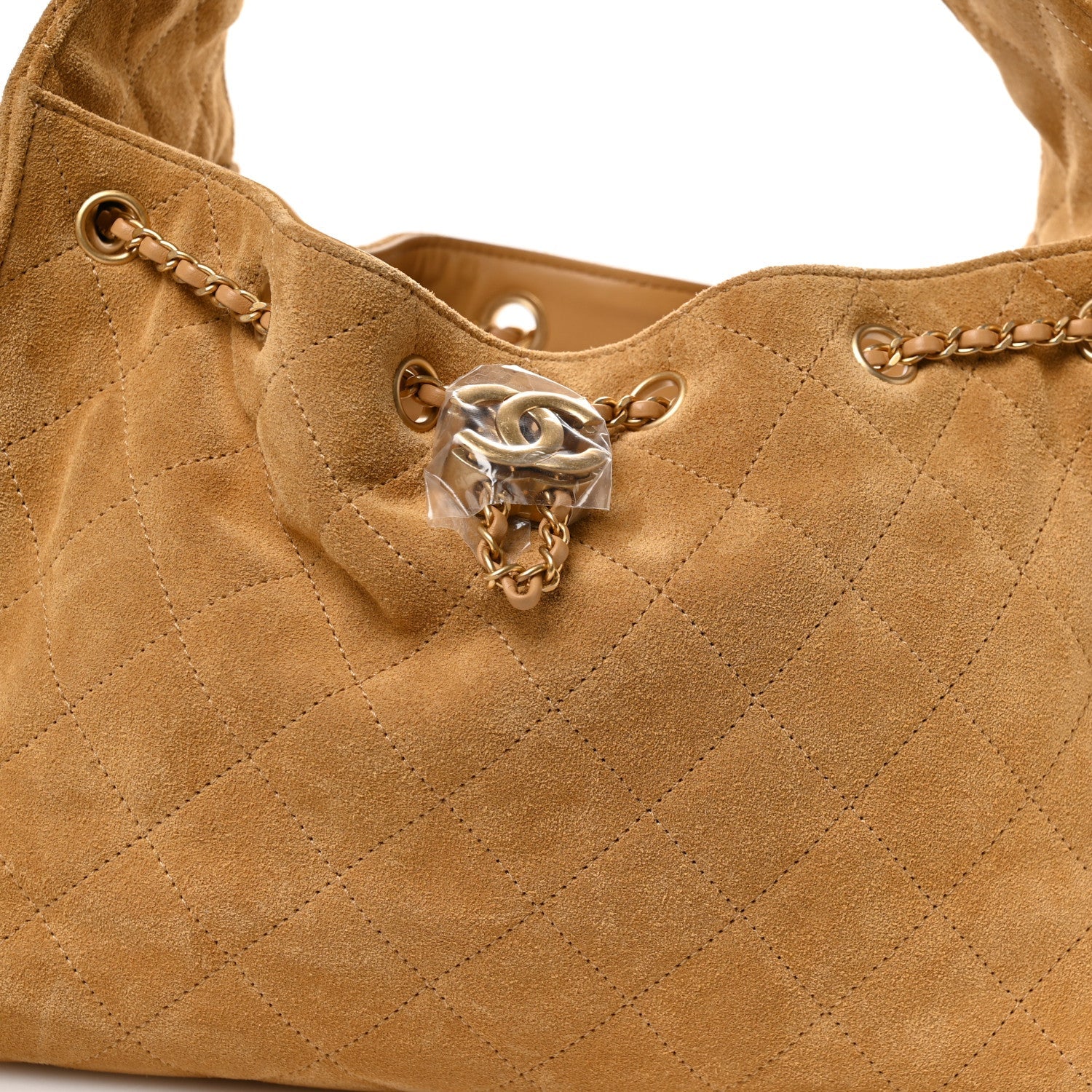 Suede Quilted Small CHNL 25 Handbag Beige