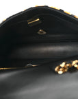 Sequin Mixed Fibers Leopard Print Mini Rectangular Flap Black Orange