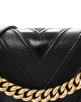 Calfskin Caviar Suede Chevron New Medium Boy Flap Black