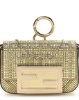 Crystal Vitello Laminato FF Nano Maxi Buckle Baguette Charm Light Gold