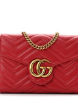 Calfskin Matelasse GG Marmont Chain Wallet Hibiscus Red