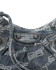 Denim BB Monogram Le Cagole Shoulder Bag XS Blue