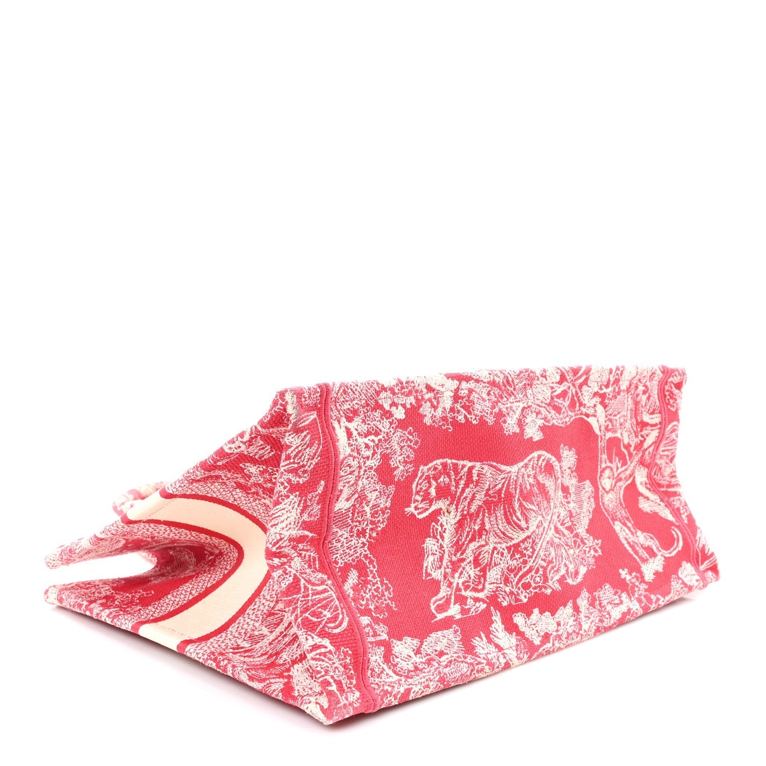 Canvas Embroidered Medium D1ORiviera Toile De Jouy Book Tote Raspberry