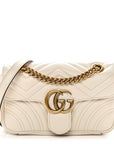 Calfskin Matelasse Mini GG Marmont Shoulder Bag White